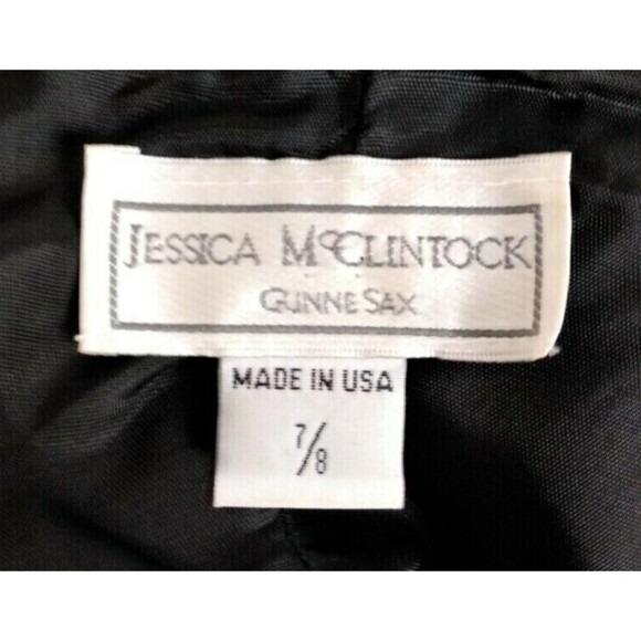 Gunne Sax Jessica McClintock Black Cutout Rhinestone Detail Vintage Wiggle Dress - Picture 7 of 7